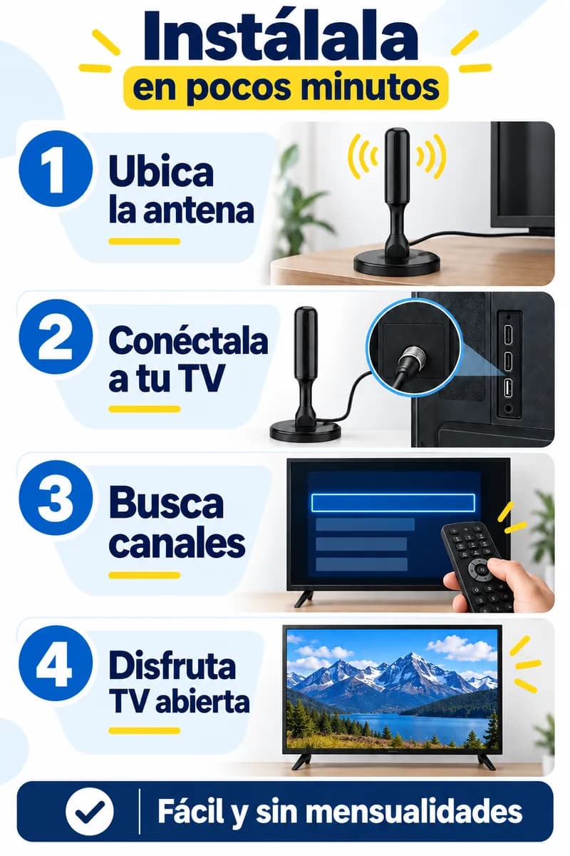 Cuatro pasos para instalar la Antena Digital HDTV